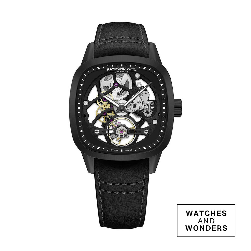 Raymond Weil Freelancer Automatic Calibre RW1212 Skeleton 40mm Cushion Dial Leather Strap Watch
