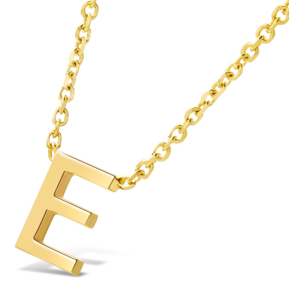 9 Carat Yellow Gold Petite Initial E Necklet  (Special Order) (Chain Included)