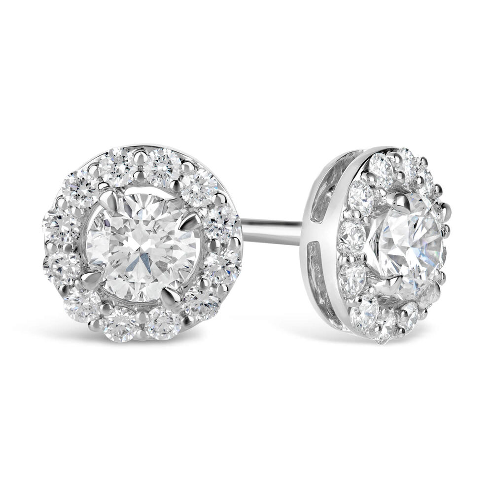 18ct White Gold 0.78ct Amia Diamond Halo Earrings