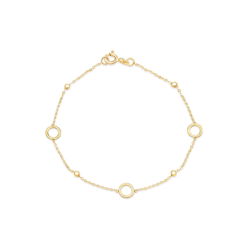9ct Yellow Gold Circle & Bead Bracelet image number 0