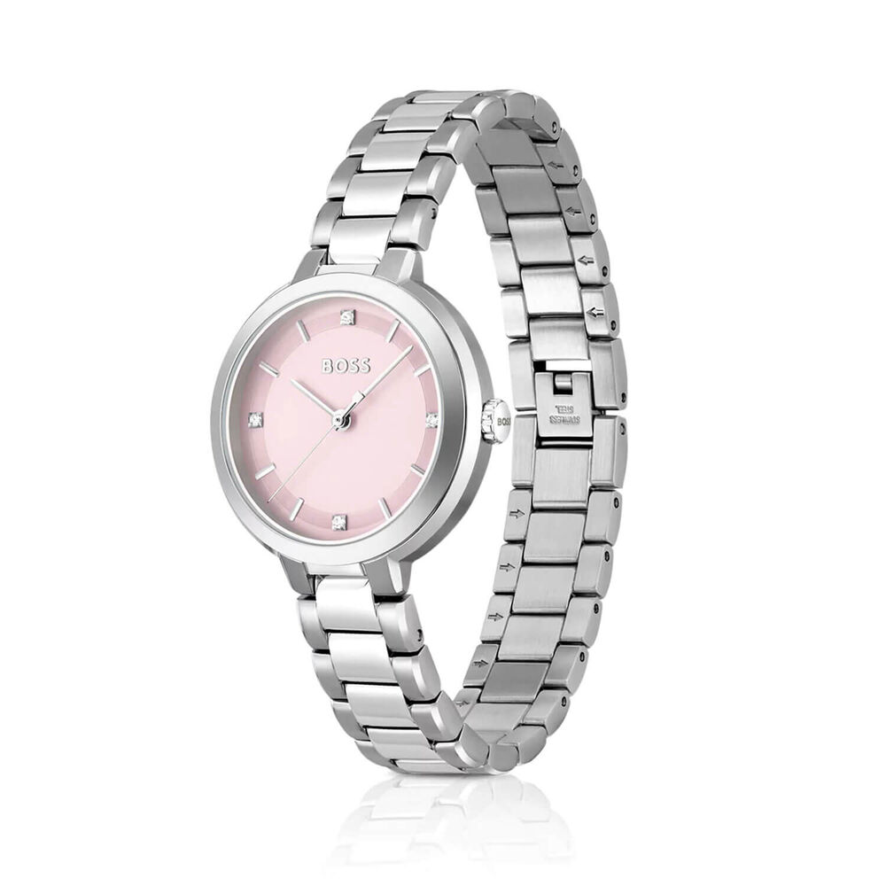 BOSS Sena 34mm Pink Dial Steel Bracelet Watch