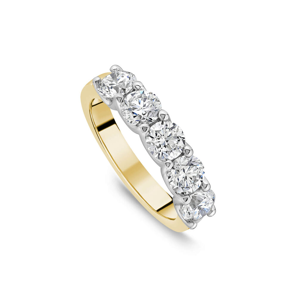 Born 18ct Yellow Gold 2ct Lab Grown 5 Stone Diamond Half Eternity Ring