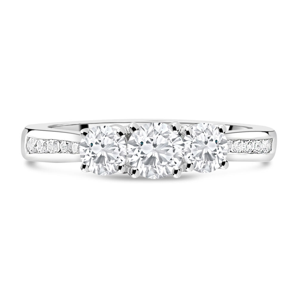 18ct White Gold 1.00ct Diamond Trilogy Tulip Setting Ring