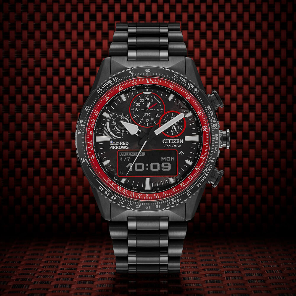 Citizen Red Arrows Promaster Skyhawk 43mm Black Dial Ion Plated Steel Bracelet Watch