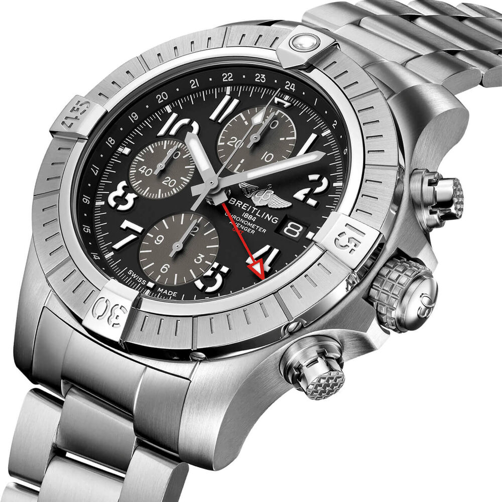Breitling Avenger GMT 45mm Black Chronograph Dial Bracelet Watch image number 1