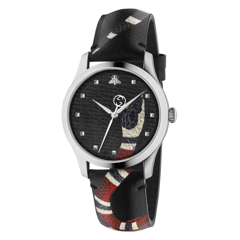 Pre-Owned Gucci G-Timeless Le Marche des Merveilles 38mm Dial Snake Motif Leather Strap Watch