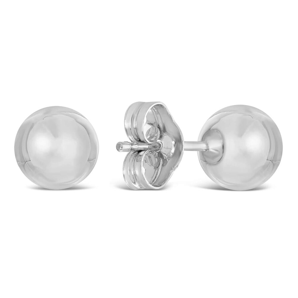9ct White Gold 6mm Polished Ball Stud Earrings image number 2
