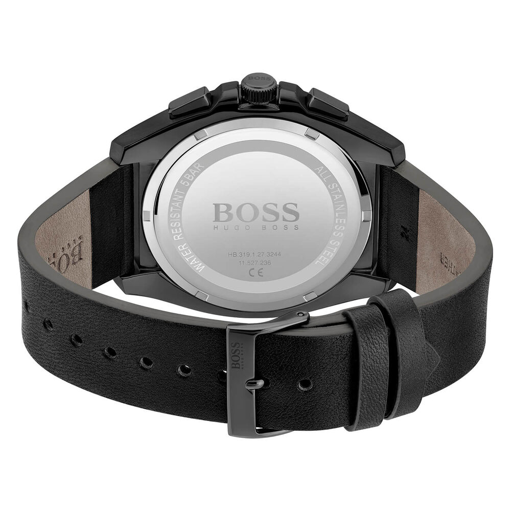 BOSS Grandmaster Lux 46mm Blue Dial Black PVD Case Black Rubber Strap Watch image number 2