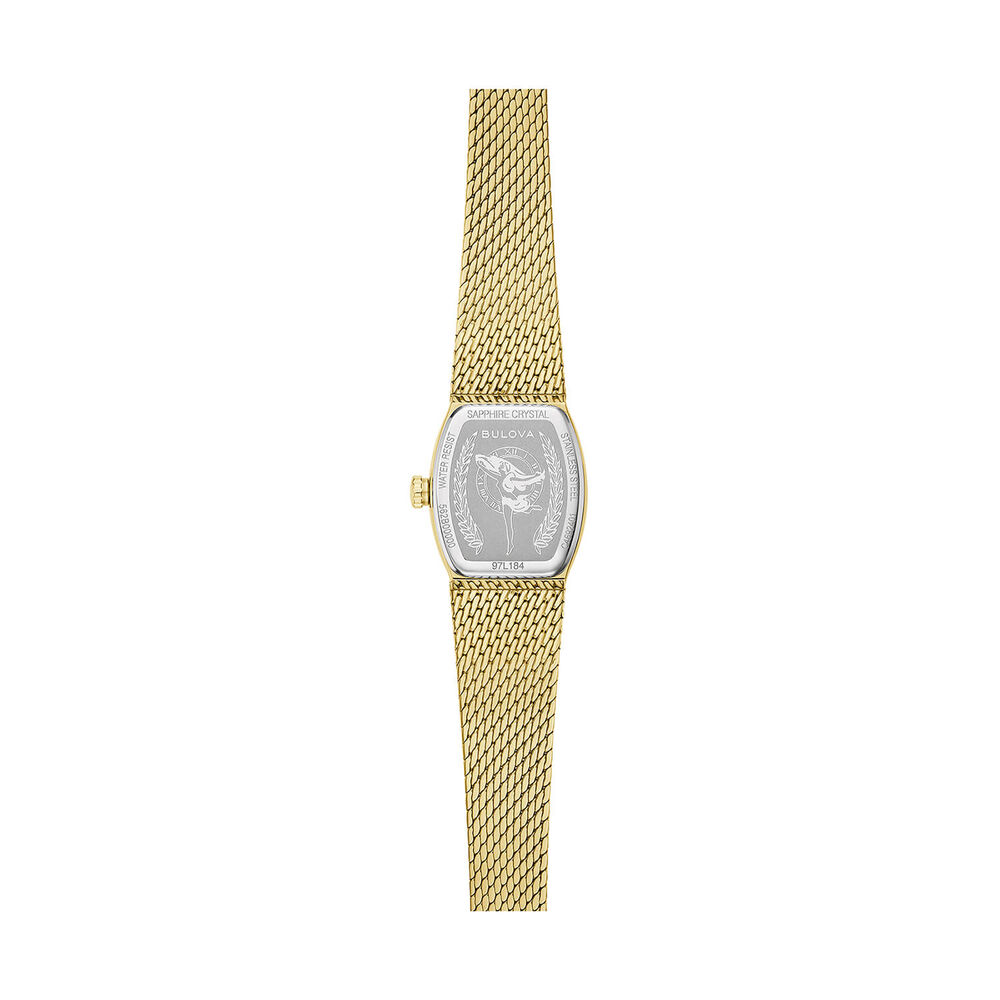 Bulova Goddess of Time 17mm Green Malachite Dial Gold Tone Steel Mesh Bracelet Watch image number 3