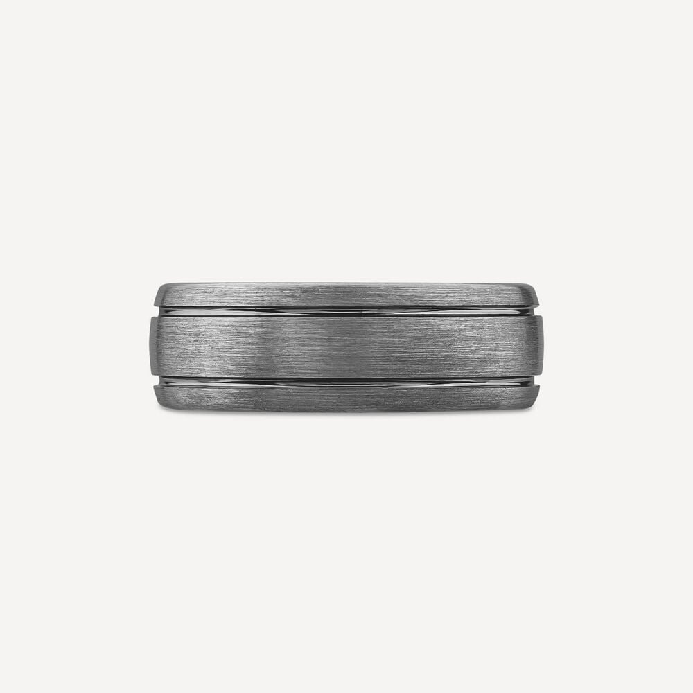 Tungsten Matte Two Line 8mm Men's Ring image number 1