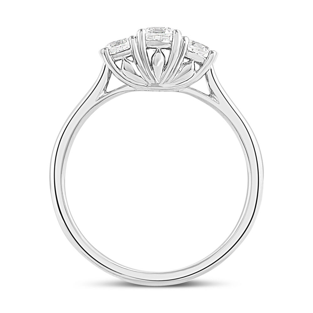 18ct White Gold 0.50ct Diamond Trilogy Tulip Setting Ring image number 2