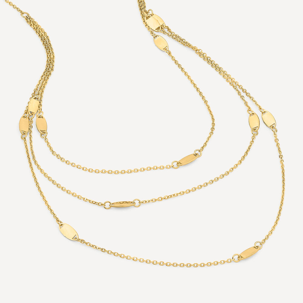 9ct Yellow Gold Three Strand Oval Polished Discs Necklet image number 2