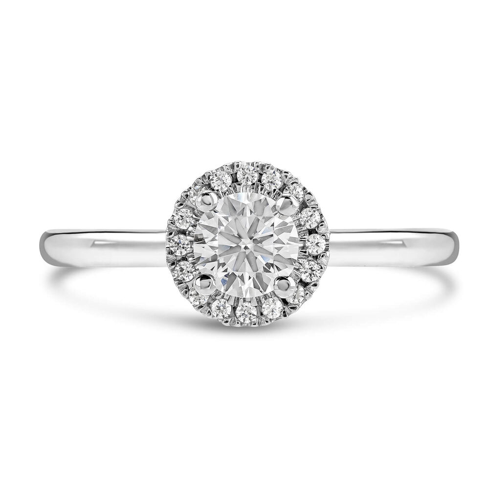 Northern Star 0.58 Round Diamond Brilliant Halo 18ct White Gold Ring image number 1