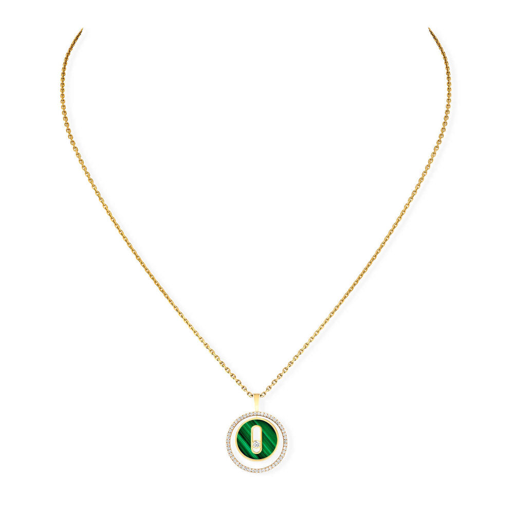Messika Lucky Move 18ct Yellow Gold 0.16ct Diamonds & Malachite Necklace image number 1