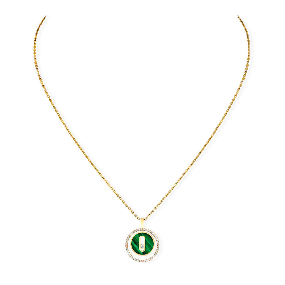 Messika Lucky Move 18ct Yellow Gold 0.16ct Diamonds & Malachite Necklace