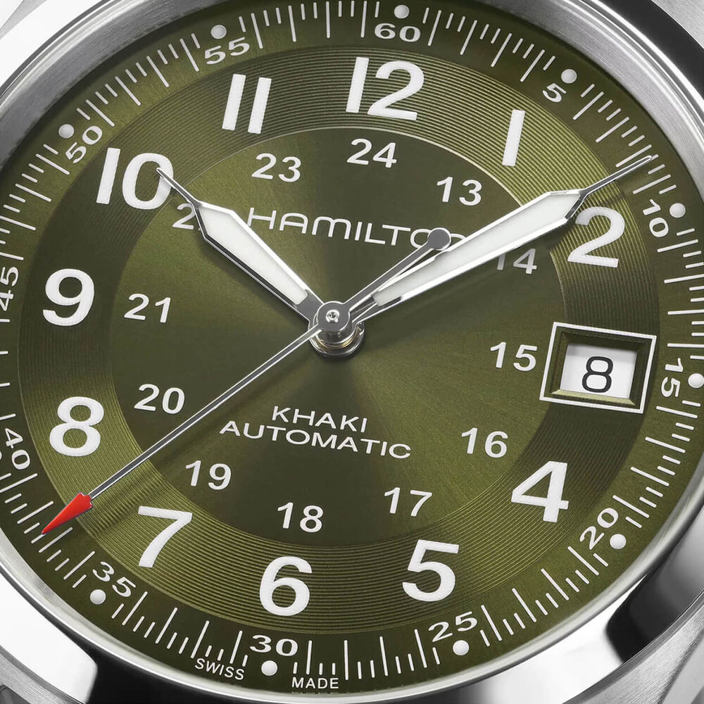 Hamilton Khaki Field 38mm Green Dial Black Fabric Strap Automatic Watch image number 3