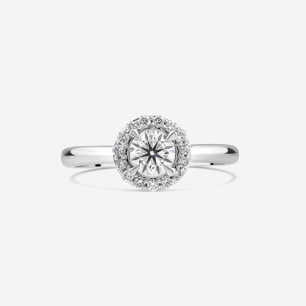 Platinum 0.50ct Round Diamond Halo Ring image number 1