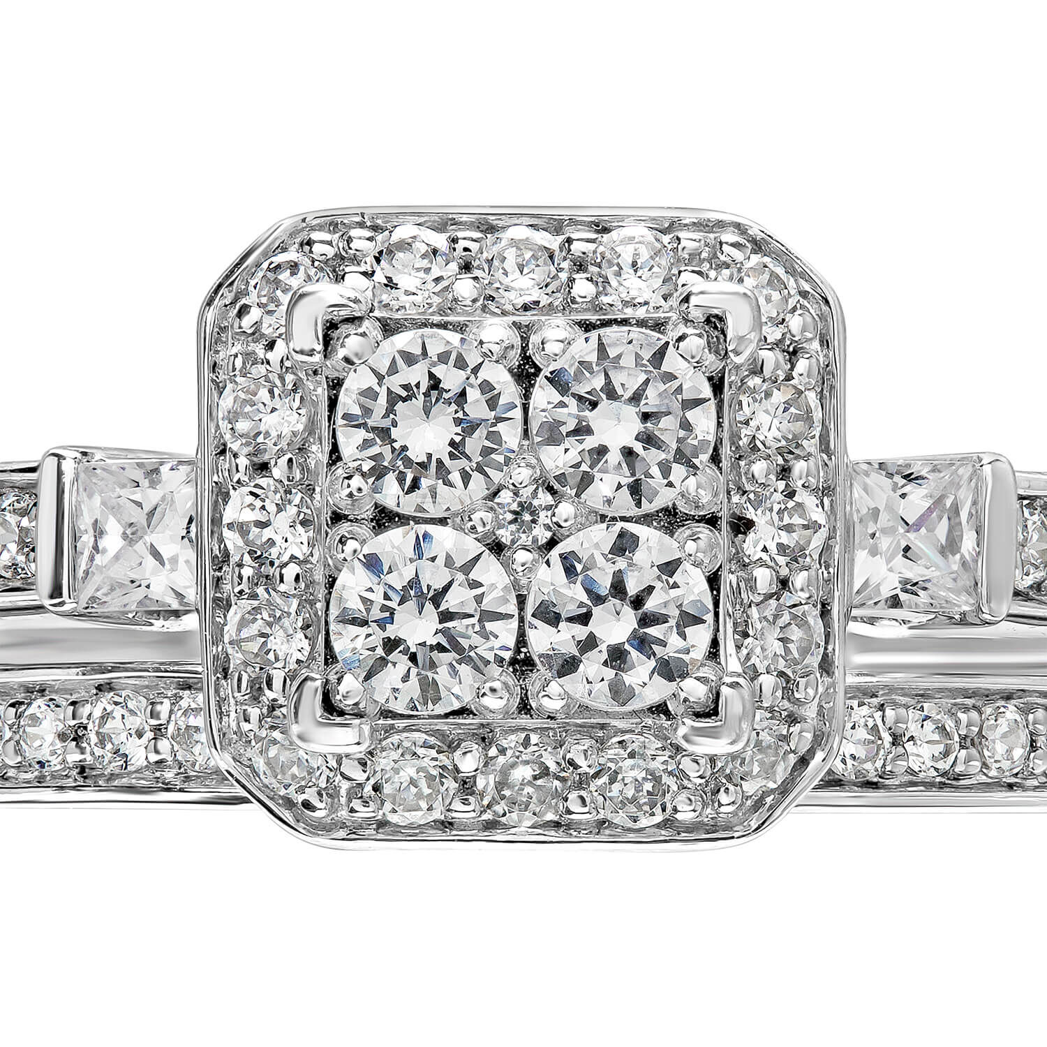 Ladies 9ct White Gold Diamond Quad Bridal Set .75ct