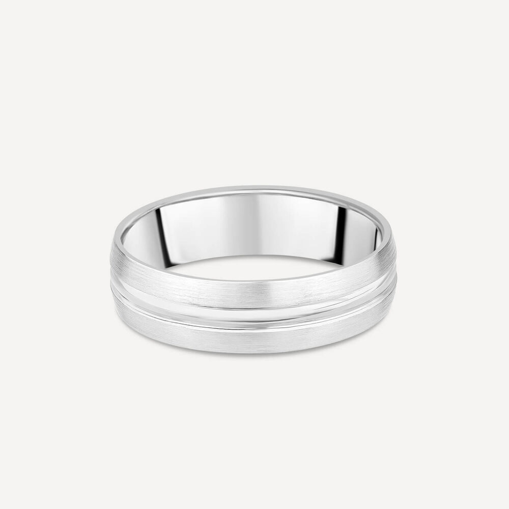 Platinum 6mm Matte & Polished Wedding Ring image number 2