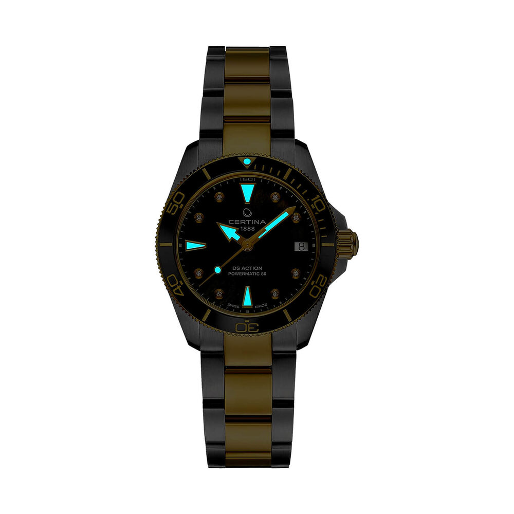 Certina DS Action Powermatic 80 34.5mm Black Mother of Pearl Dial Two Tone Steel Bracelet Watch