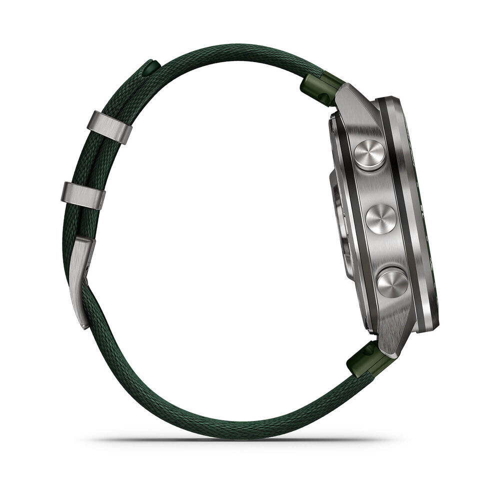 Garmin MARQ Golfer (Gen 3) 47mm Grade 5 Titanium Case Green Jacquard Woven Nylon Strap Watch