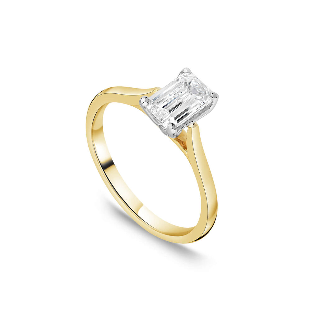 Born 18ct Yellow Gold 1ct Lab Grown Emerald Cut Diamond Ring