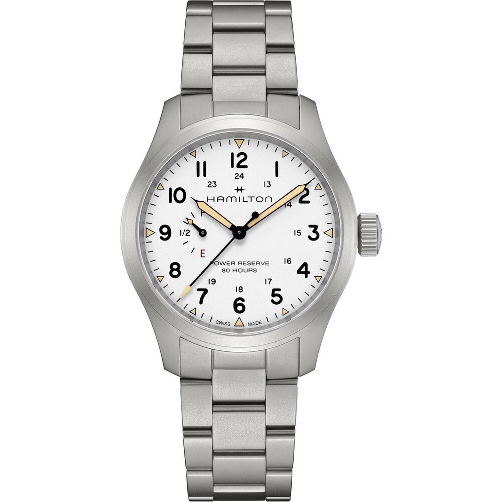 Hamilton Khaki Field 40mm White Dial Steel Bracelet Watch image number 0