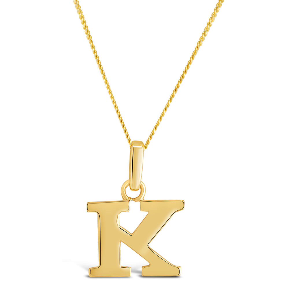 9ct Yellow Gold Plain Initial K Pendant  (Chain Included) image number 0
