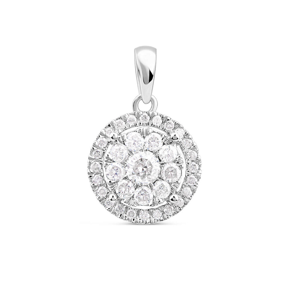 Platinum Round Cluster 0.50ct Diamond Halo Pendant image number 0