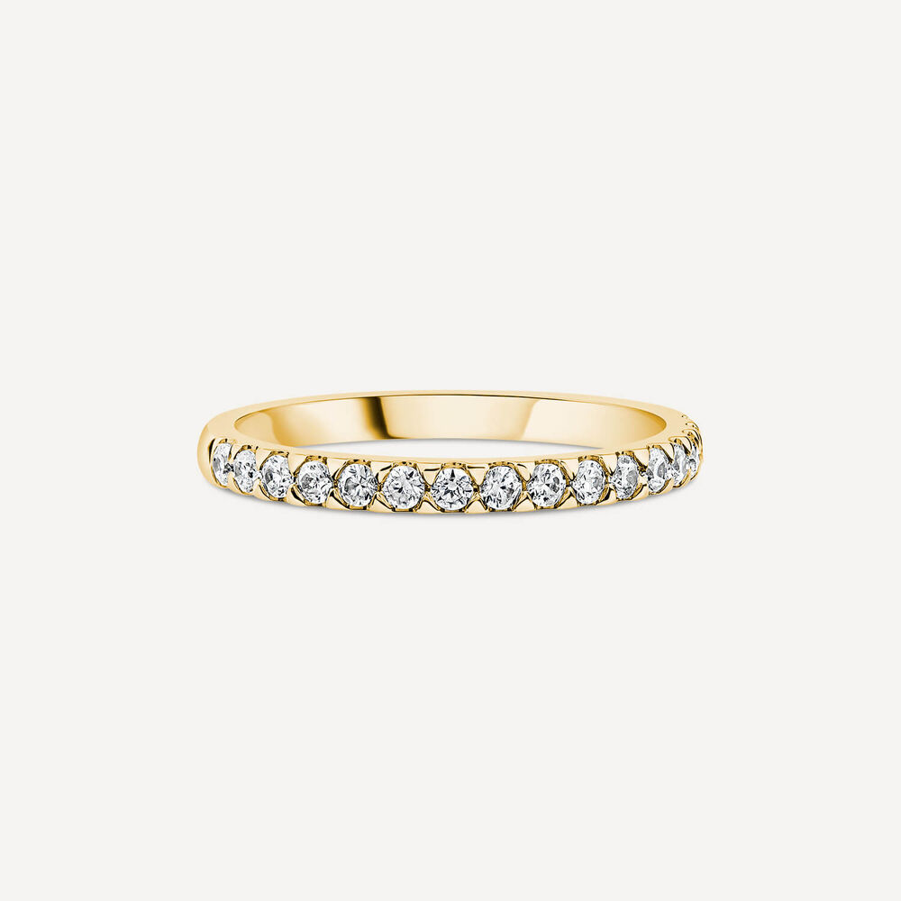18ct Yellow Gold 2mm 0.25ct Diamond Triangle Claw Wedding Ring- (Special Order) image number 2