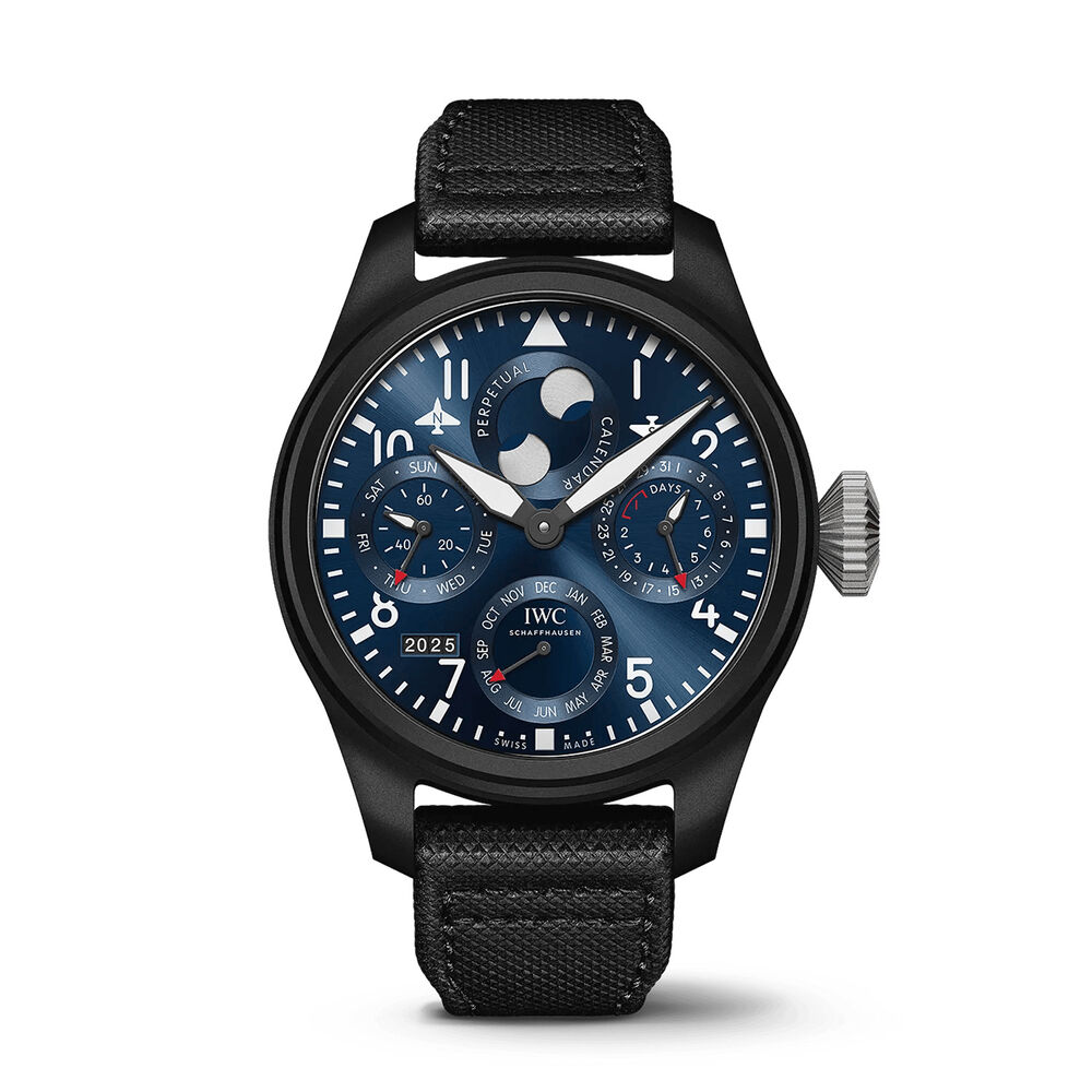 IWC Schaffhausen Big Pilot's Watch Perpetual Calendar 'Rodeo Drive' Blue Dial Black Strap Watch image number 0