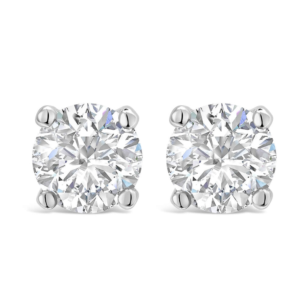 18ct White Gold Round Cut 0.40ct Diamond Solitaire Earrings image number 0