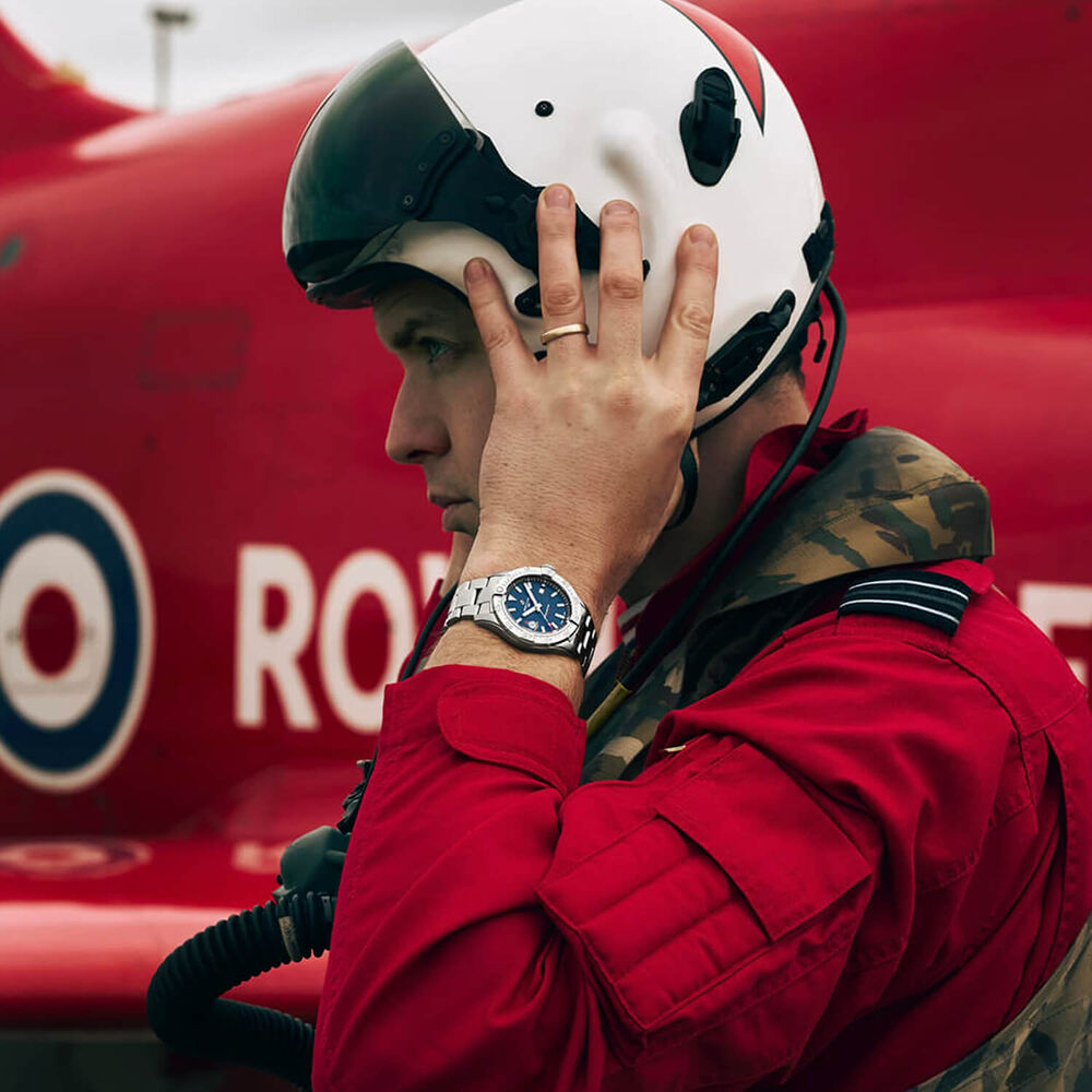 Breitling Avenger Auto 42 Red Arrows 60th Anniversary Edition Blue Dial Steel Bracelet Watch image number 10