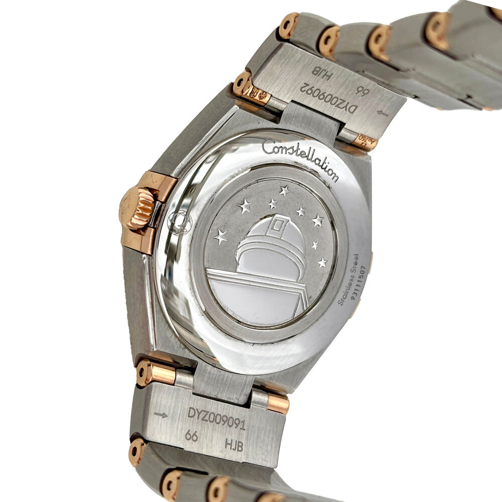 Pre-Owned OMEGA Constellation 28mm MOP Dial Diamond Dots Rose Gold & Steel Bracelet Watch image number 3