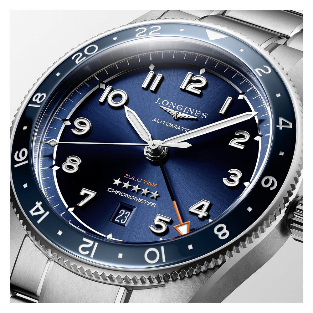 Longines Avigation Spirit Zulu 42mm Automatic Blue Dial Blue Bezel Steel Case Bracelet Watch image number 5