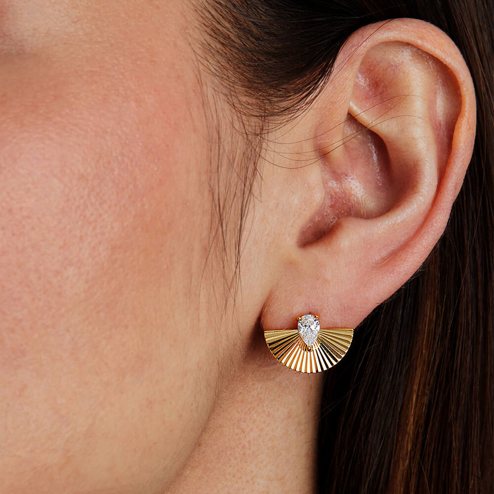 CARAT* London Celene Fan 18k Gold Vermeil Stud Earrings