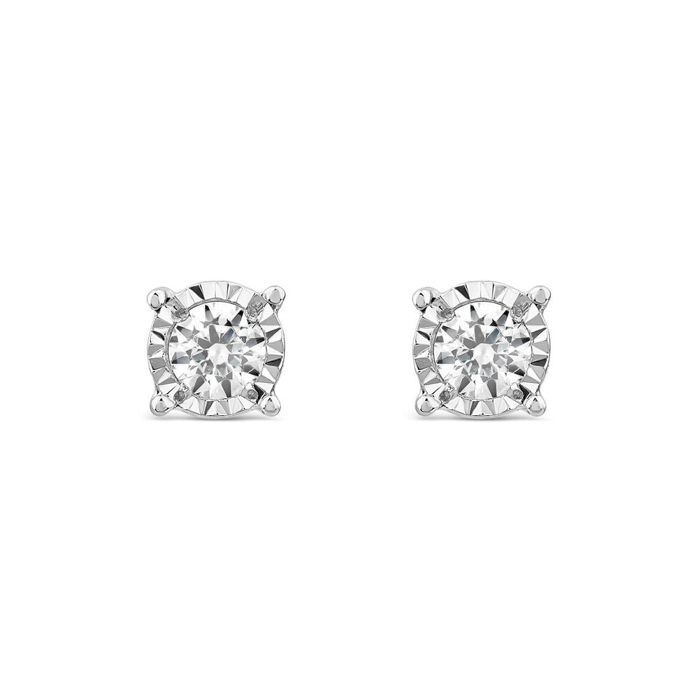 9ct white gold 0.12 carat diamond solitaire stud earrings