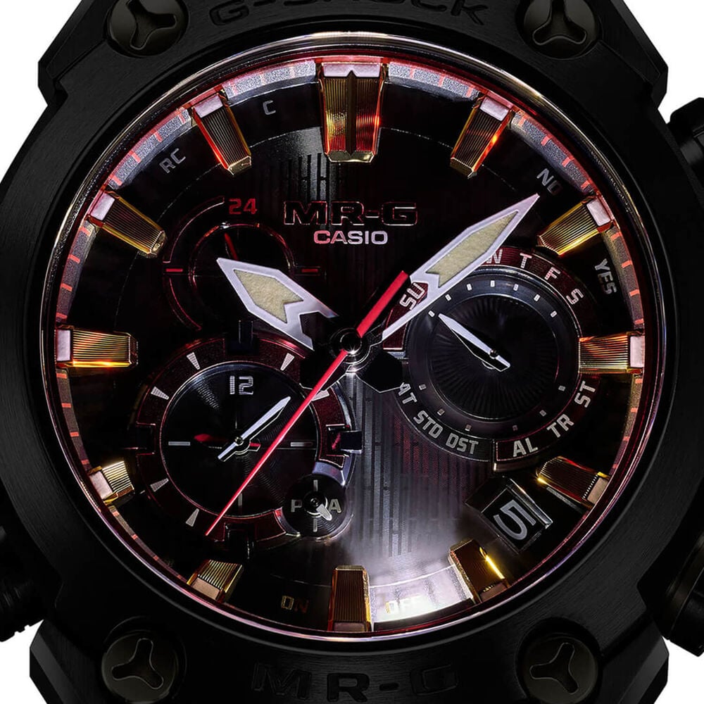 G-SHOCK MR-G 54.7mm Black & Red Dial Titanium Bracelet Watch image number 7