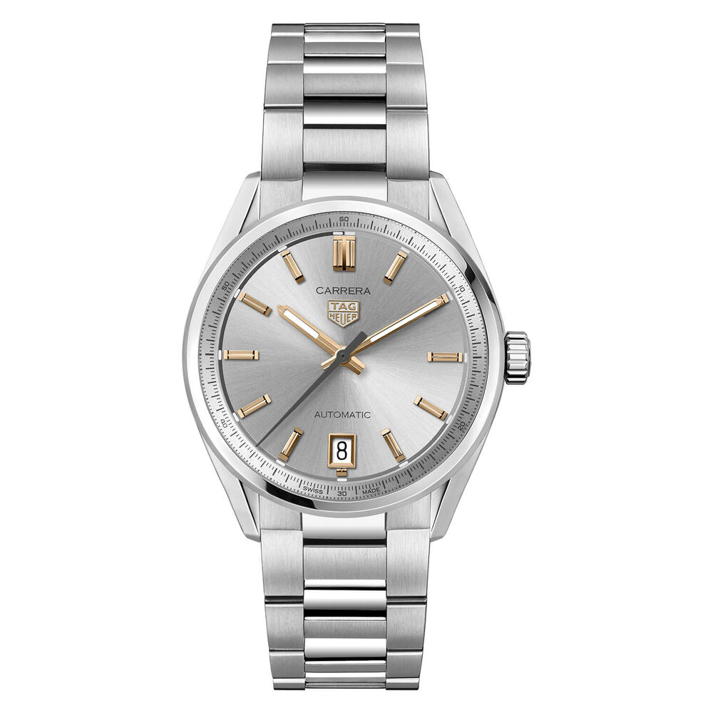 TAG Heuer Carrera Date 36mm Silver Dial Rose Gold Index Stainless Steel Bracelet Watch image number 0