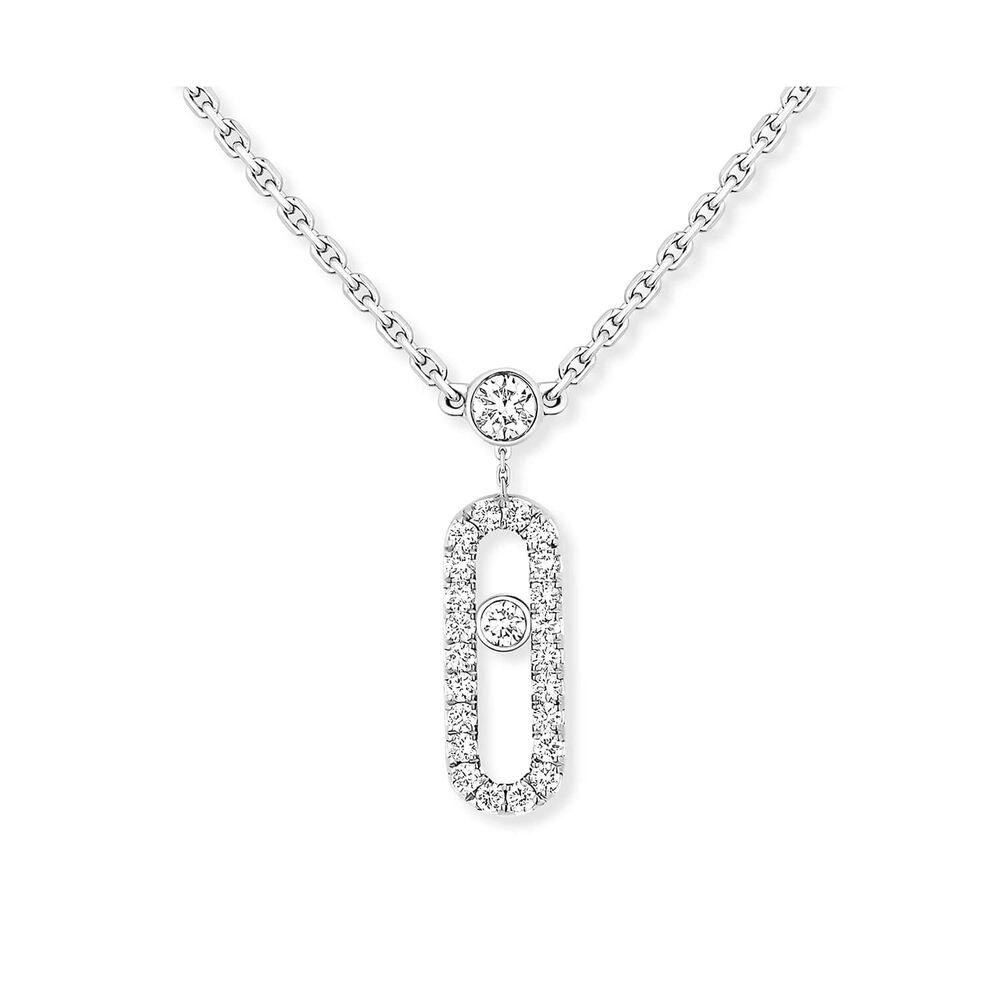Messika Move Uno 2 Rows Pave 0.50ct Diamond White Gold Necklace