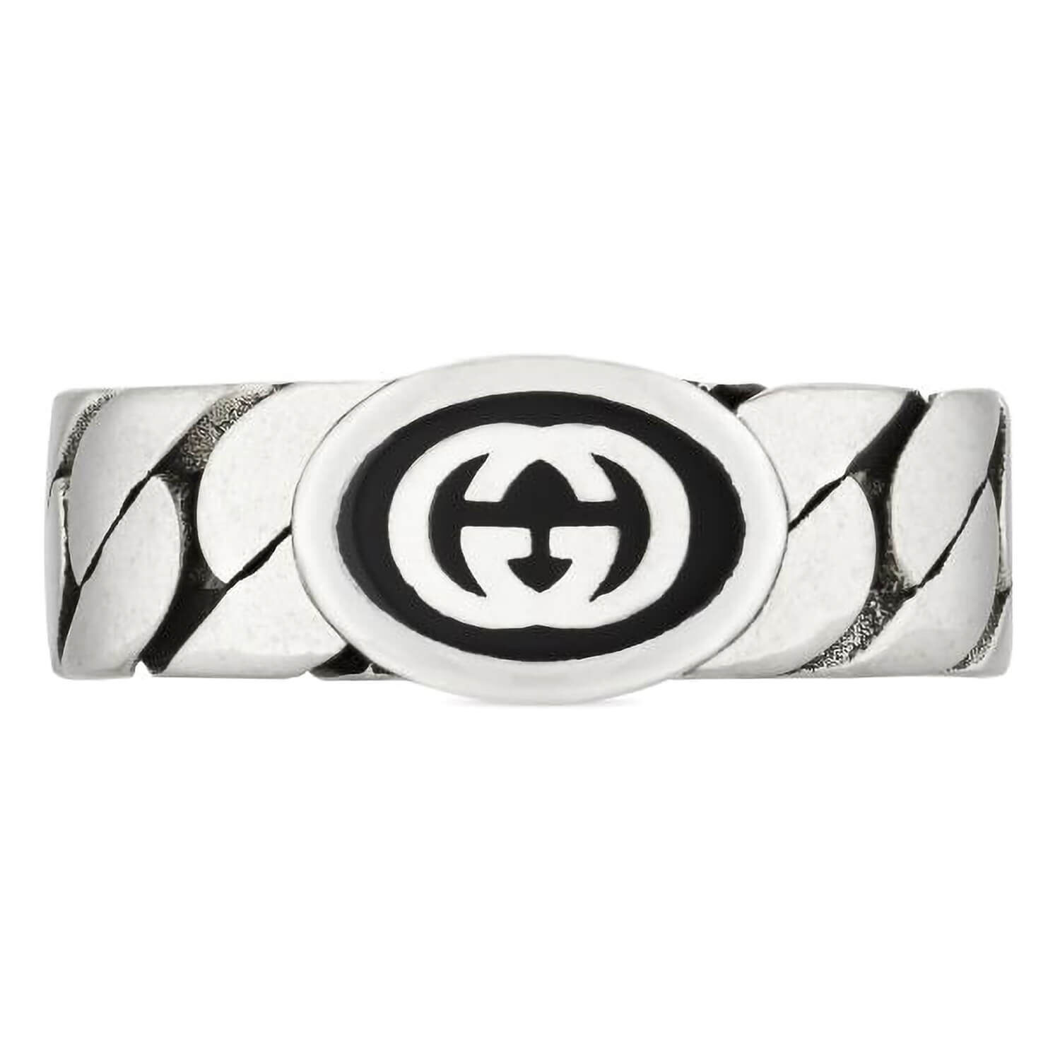 Interlocking g top silver ring gucci