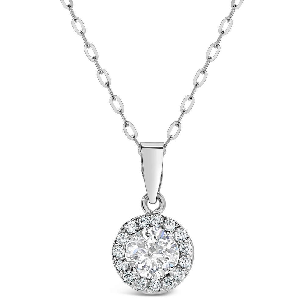 9ct White Gold Cubic Zirconia Halo Slider Pendant (Chain Included) image number 0