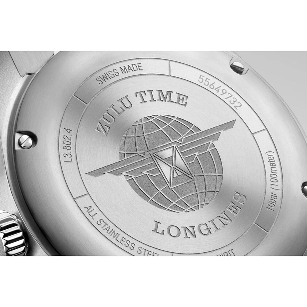 Longines Avigation Spirit Zulu 39mm Black Dial Ceramic Case Steel Bracelet Watch image number 3