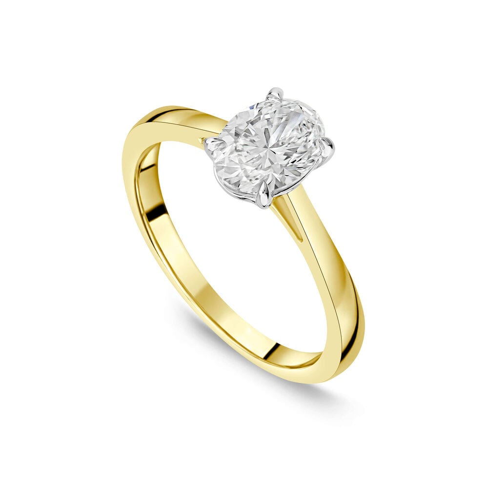 18ct Yellow Gold Lab Grown 1ct Oval Diamond Engagement Ring image number 0