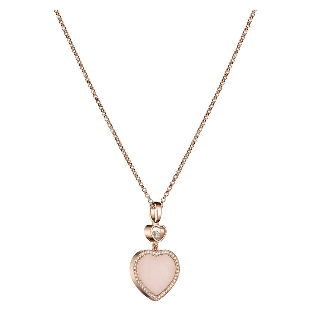 Chopard Happy Hearts 18ct Rose Gold Pink Opal 0.24ct Diamond Pendant
