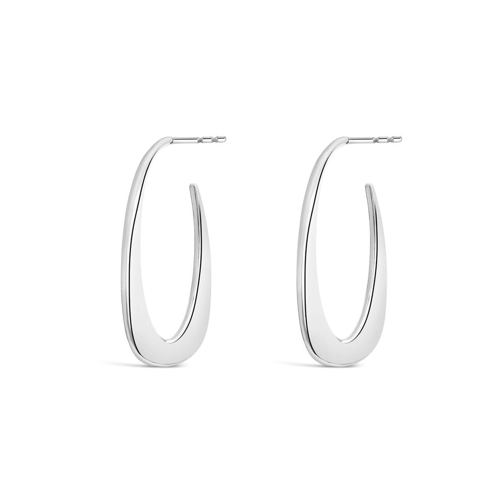 Sterling Silver Flat Open Hoop Earrings image number 0