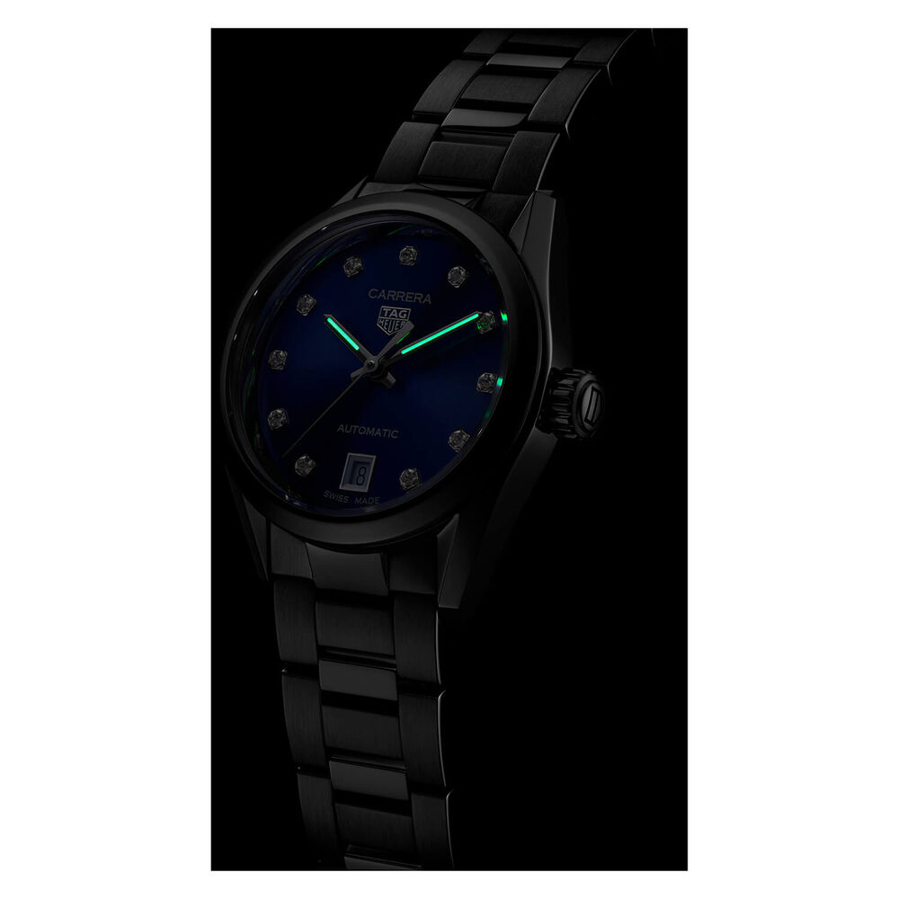 TAG Heuer Carrera Date 29mm Blue Dial Diamond Dots Stainless Steel Bracelet Watch image number 5
