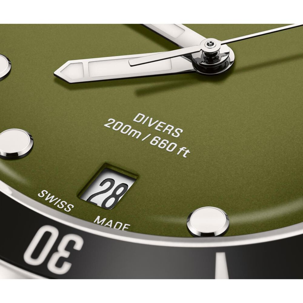 Oris Divers Date 39mm Olive Green Dial Steel Bracelet Watch