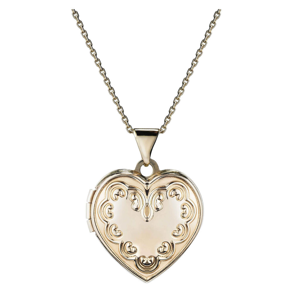 9ct Gold Heart Locket (Chain Included) image number 0