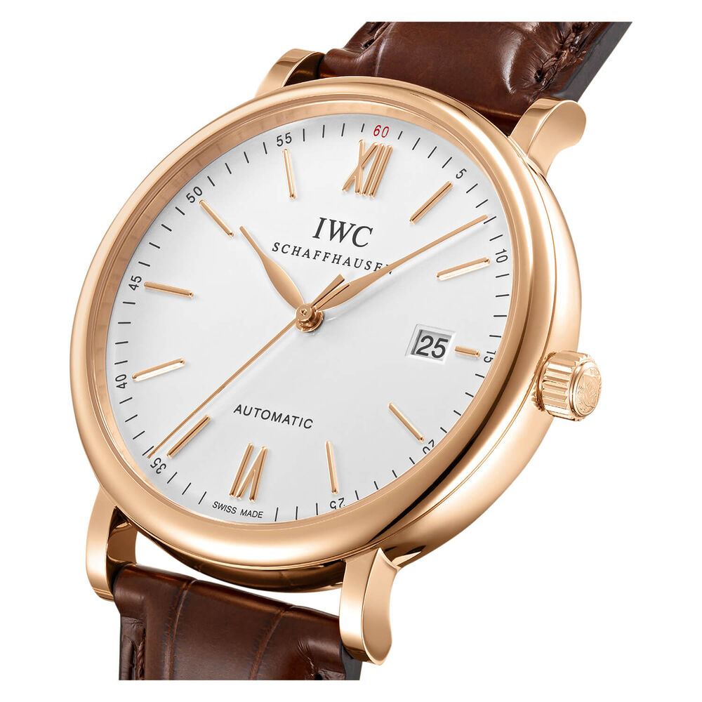 IWC Schaffhausen Portofino Automatic Silver Dial Brown Strap Watch image number 1